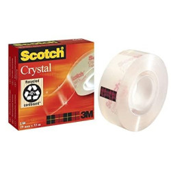 7100027387 SCOTCH CINTA ADHESIVA SUPERTRANSPARENTE CRYSTAL 600 ROLLO 19MM X 33M CAJA INDIVIDUAL