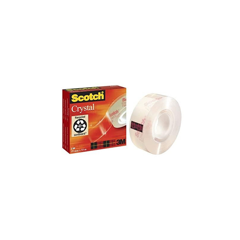 7100027387 SCOTCH CINTA ADHESIVA SUPERTRANSPARENTE CRYSTAL 600 ROLLO 19MM X 33M CAJA INDIVIDUAL