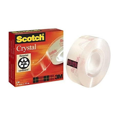 7100027387 SCOTCH CINTA ADHESIVA SUPERTRANSPARENTE CRYSTAL 600 ROLLO 19MM X 33M CAJA INDIVIDUAL