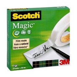 7100027389 SCOTCH CINTA ADHESIVA INVISIBLE MAGIC ROLLO 25MM X 66M CAJA INDIVIDUAL