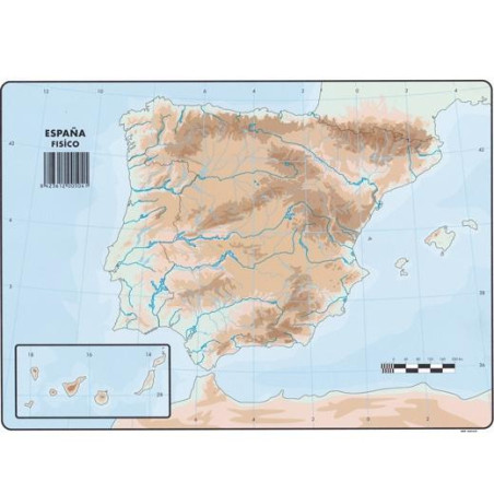 504 SELVI MAPA MUDO FÍSICO DE ESPAÑA A4 -50U-