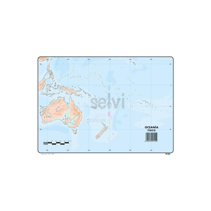 510 SELVI MAPA MUDO FÍSICO DE OCEANIA A4 -50U-