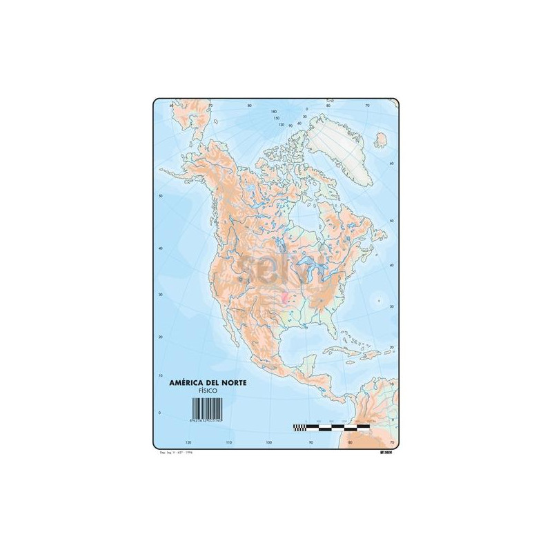 514 SELVI MAPA MUDO FÍSICO DE AMERICA DEL NORTE A4 -50U-