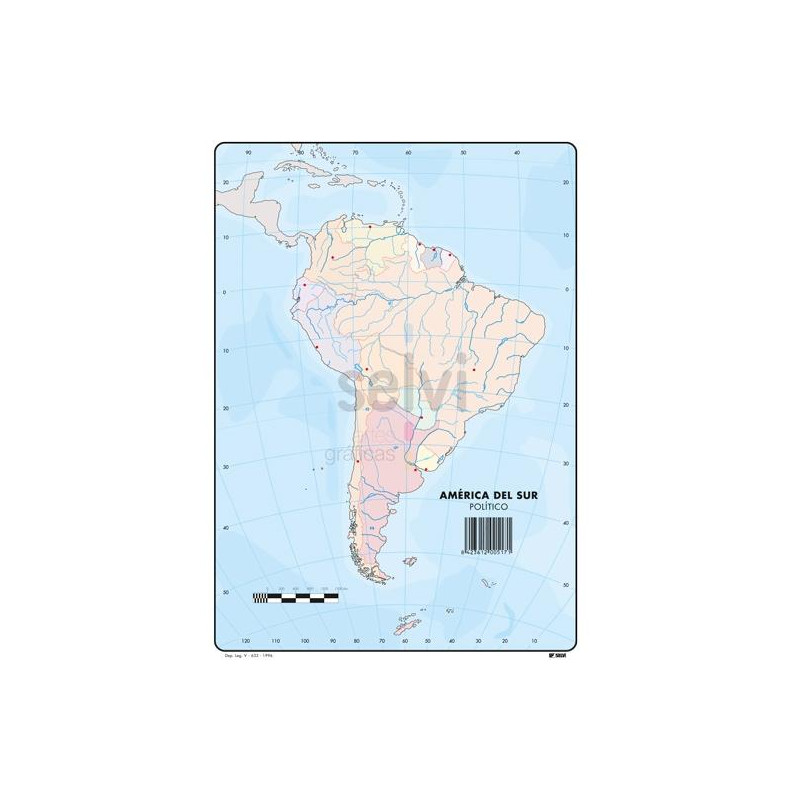 517 SELVI MAPA MUDO POLÍTICO DE AMERICA DEL SUR A4 -50U-