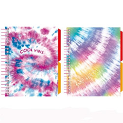 18408220 SENFORT CUADERNO ESPIRAL A6 120H T/DURA 2 SEPARADORES FORRADO TIE DYE SURTIDO