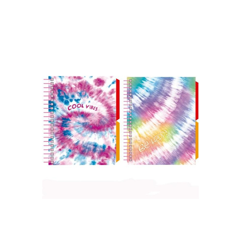 18408220 SENFORT CUADERNO ESPIRAL A6 120H T/DURA 2 SEPARADORES FORRADO TIE DYE SURTIDO