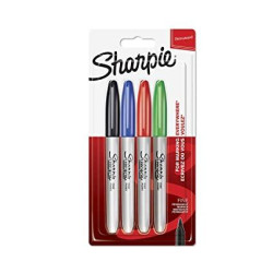 1985858 SHARPIE MARCADOR PERMANENTE FINE PUNTA REDONDA 0.9MM C/SURTIDOS BÁSICOS BLISTER 4 UD