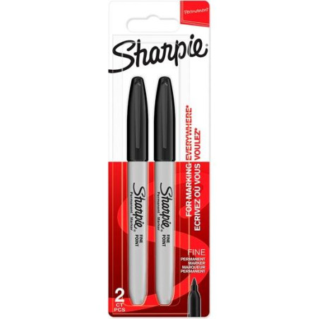 1985860 SHARPIE MARCADOR PERMANENTE PUNTA FINA NEGRO BLÍSTER 2 UD