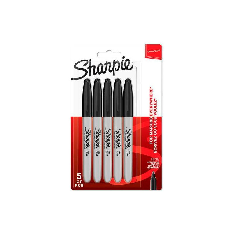 1986051 SHARPIE MARCADOR PERMANENTE PUNTA FINA NEGRO BLÍSTER 5 UD