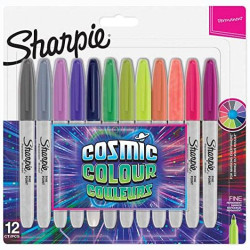 2033650 SHARPIE MARCADOR PERMANENTE COSMIC FINE PUNTA REDONDA 0.9MM C/SURTIDOS BLÍSTER 12 UD