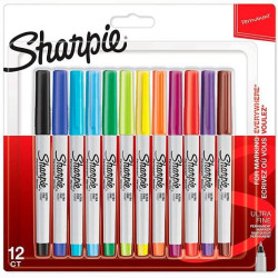 2065408 SHARPIE ROTULADOR PERMANENTE PUNTA ULTRAFINA C/SURTIDOS BLÍSTER 12 UD