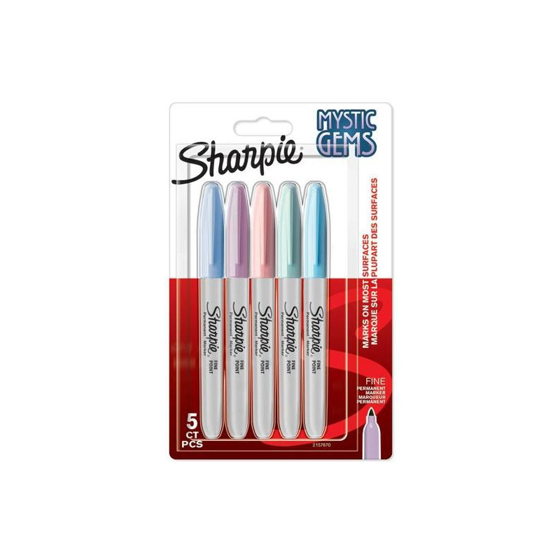 2157670 SHARPIE MARCADOR PERMANENTE MYSTIC GEMS C/SURTIDOS PASTEL BLÍSTER 5 UD