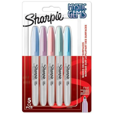 2157670 SHARPIE MARCADOR PERMANENTE MYSTIC GEMS C/SURTIDOS PASTEL BLÍSTER 5 UD