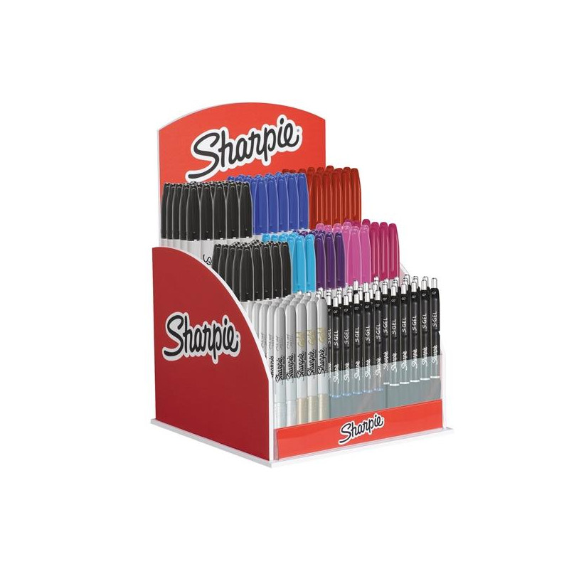 2204089 SHARPIE MARCADOR PERMANENTE FINE + GEL COLORES SURTIDOS EXPOSITOR 144 UD