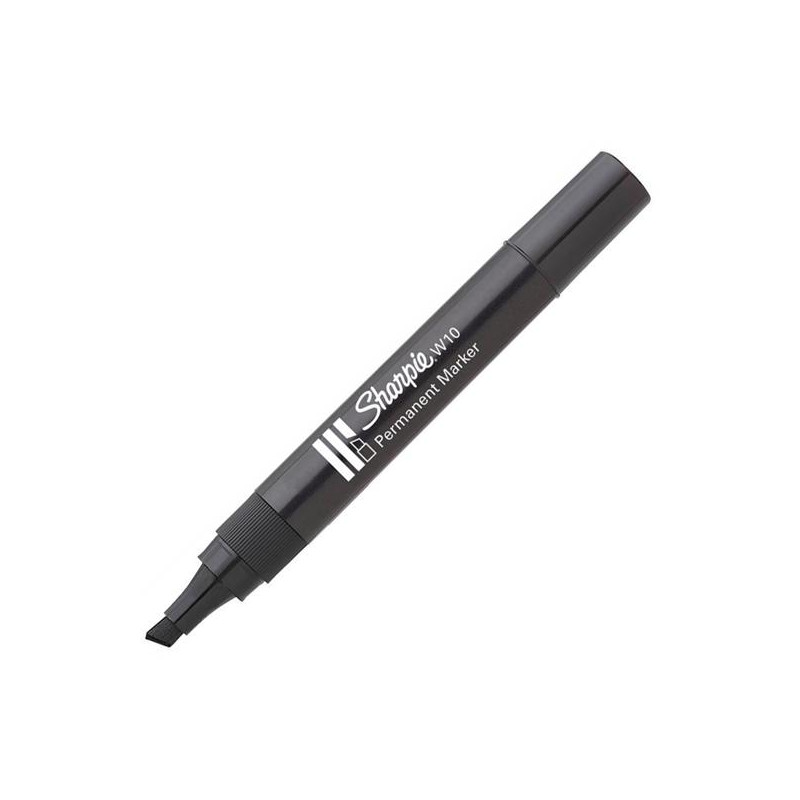 S0192654 SHARPIE MARCADOR PERMANENTE W10 PUNTA BISELADA NEGRO CAJA 12 UD