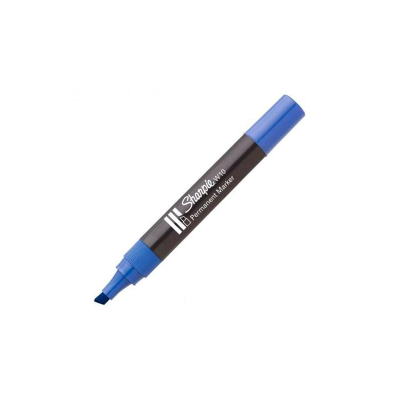 S0192695 SHARPIE MARCADOR PERMANENTE W10 PUNTA BISELADA AZUL CAJA 12 UD