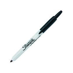 S0810840 SHARPIE MARCADOR PERMANENTE RETRÁCTIL FINE PUNTA REDONDA 0.9MM NEGRO CAJA 12 UD