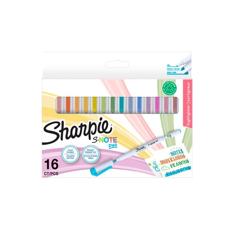 2182115 SHARPIE ROTULADORES CREATIVOS S-NOTE DUO C/SURTIDOS ESTUCHE 16 UD