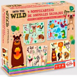 108661199 SHUFFLE 4 PUZZLES ANIMALES SALVAJES PARA NIÑOS +3 AÑOS