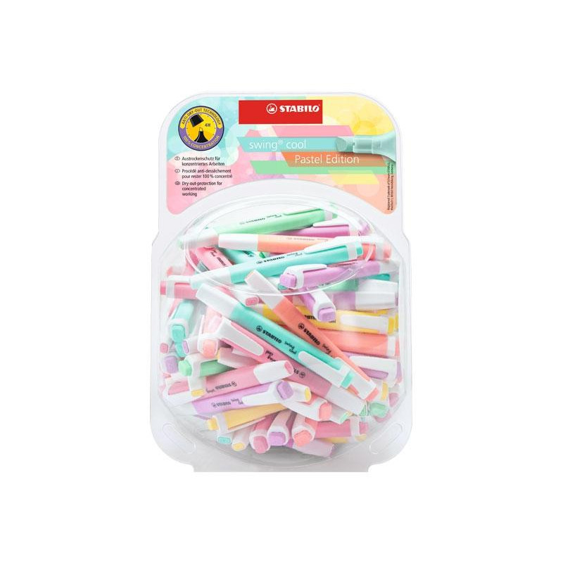 275/100-8-2 STABILO MARCADOR FLUORESCENTE SWING COOL PASTEL 6 COLORES SURTIDOS BOMBONERA 100 UD