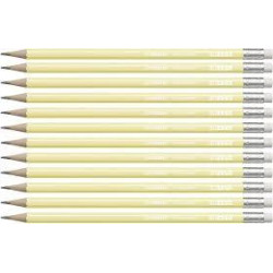 4908/01-HB STABILO SWANO LAPIZ GRAFITO CON GOMA PASTEL AMARILLO -12U-