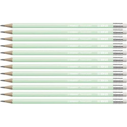 4908/02-HB STABILO SWANO LAPIZ GRAFITO CON GOMA PASTEL VERDE -12U-