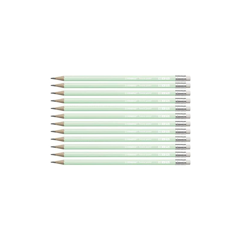 4908/02-HB STABILO SWANO LAPIZ GRAFITO CON GOMA PASTEL VERDE -12U-