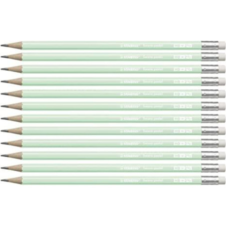 4908/02-HB STABILO SWANO LAPIZ GRAFITO CON GOMA PASTEL VERDE -12U-