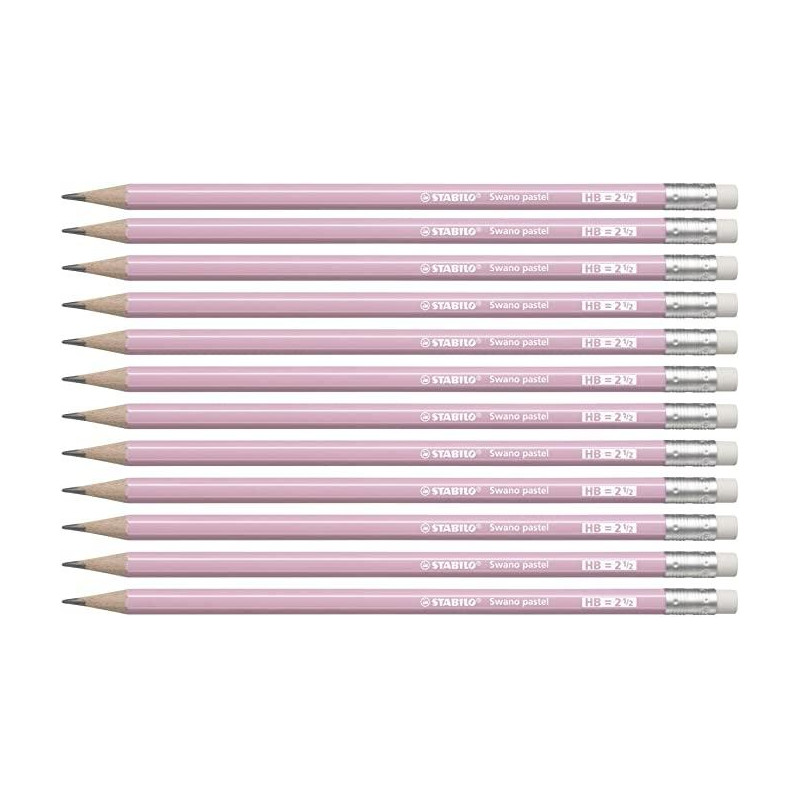 4908/05-HB STABILO SWANO LAPIZ GRAFITO CON GOMA PASTEL ROSA -12U-