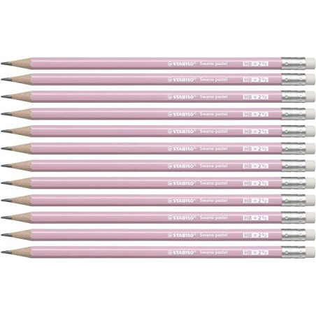 4908/05-HB STABILO SWANO LAPIZ GRAFITO CON GOMA PASTEL ROSA -12U-