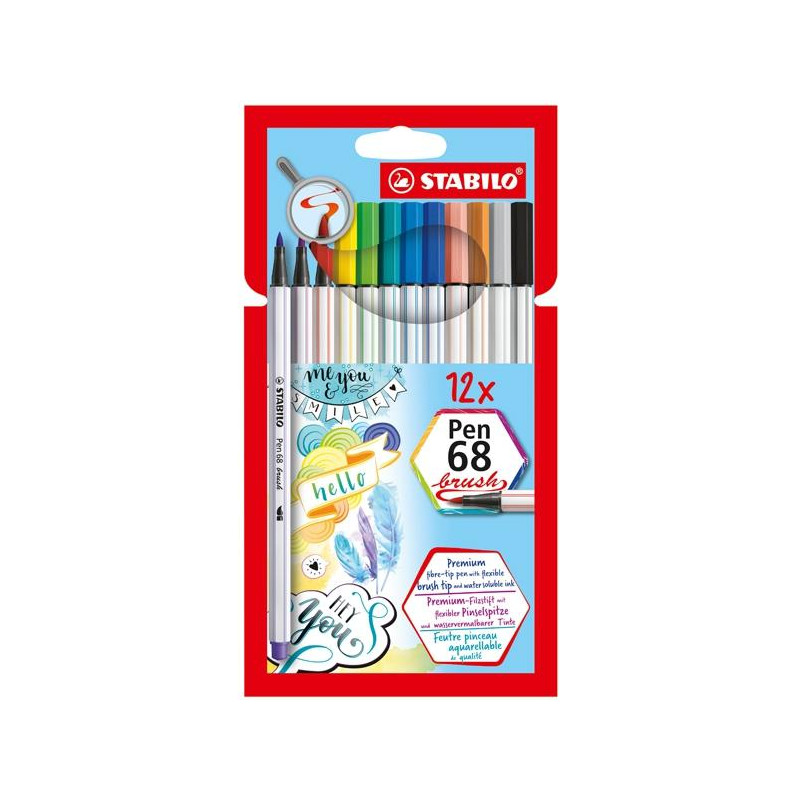 568/12-21 STABILO ROTULADORES PEN 68 BRUSH C/SURTIDOS ESTUCHE 12 UD