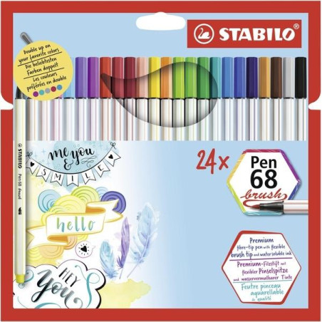 568/24-211 STABILO ROTULADORES PEN 68 BRUSH C/SURTIDOS ESTUCHE 24 UD