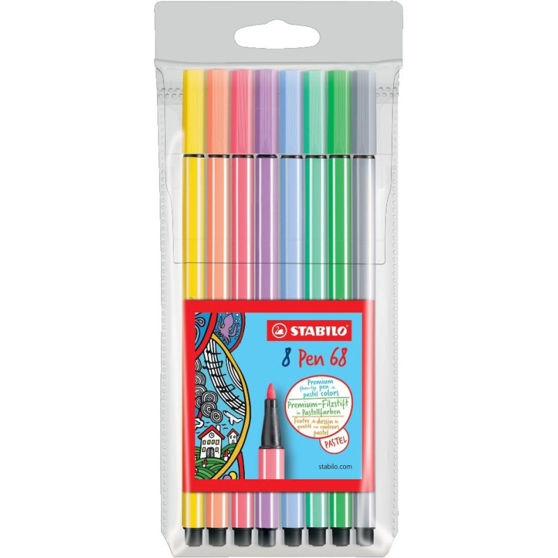 68/8-01 STABILO ROTULADORES PEN 68 C/SURTIDOS PASTEL ESTUCHE 8 UD