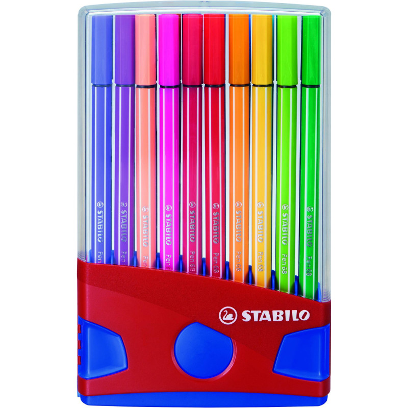 6820-04 STABILO ROTULADOR PEN 68 COLORES SURTIDOS ESTUCHE PARADE ROJO 20 UD