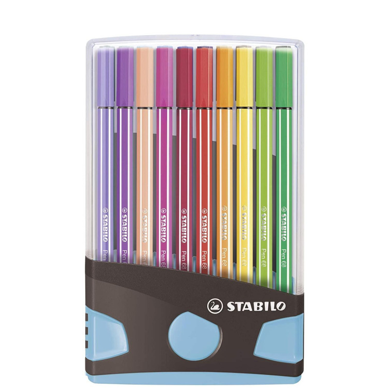 6820-04-04 STABILO ROTULADOR PEN 68 COLORES SURTIDOS ESTUCHE PARADE ANTRACITA-AZUL 20 UD