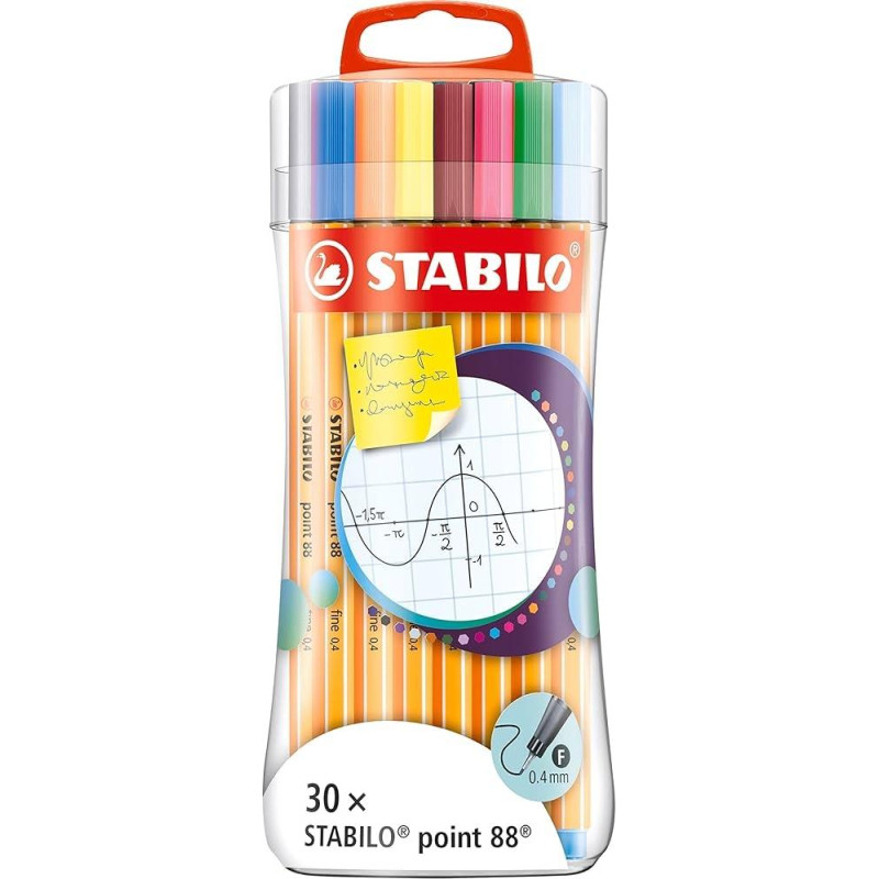 8830-4 STABILO PEN 88 SLEEVE COLORES SURTIDOS ESTUCHE DE PLÁSTICO 30 UD