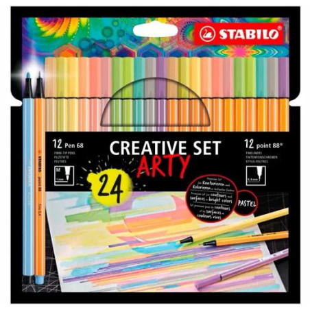 8868/24-1-20-6 STABILO CREATIVE SET ARTY CON 12 POINT 88 + 12 PEN 68 COLORES SURTIDOS ESTUCHE 24 UD