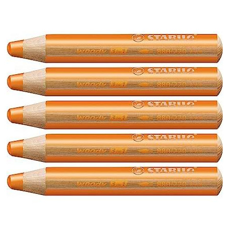 880/220 STABILO LÁPICES DE COLORES WOODY 3 EN 1 NARANJA ESTUCHE 5 UD