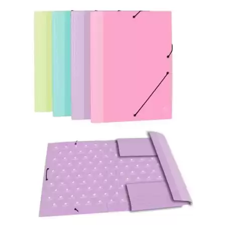 4789R MARIOLA CARPETA CON GOMAS 3 SOLAPAS FOLIO CARTÓN FORRADO PLASTIFICADO MATE SURTIDOS PASTEL