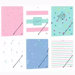 4792FS-EX MARIOLA CARPETA C/GOMAS SOLAPAS FOLIO CARTÓN FORRADO PLASTIFICADO DISEÑOS SURTIDAO PASTEL