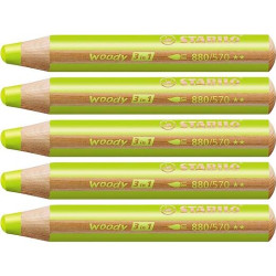 880/570 STABILO LÁPICES DE COLORES WOODY 3 EN 1 VERDE HOJA ESTUCHE 5 UD