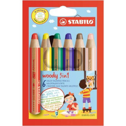 8806/00 STABILO LÁPICES DE COLORES WOODY 3 EN 1 C/SURTIDOS ESTUCHE 6 UD