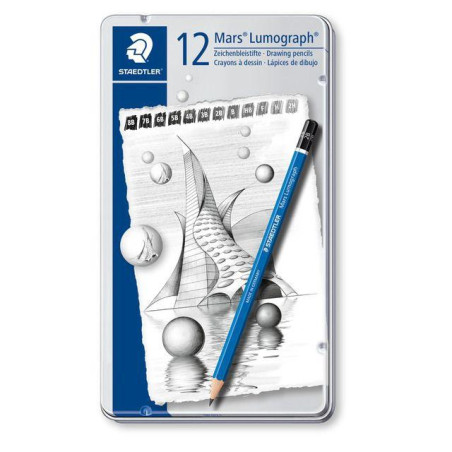 100 G12 S STAEDTLER LÁPIZ DE GRAFITO MARS LUMOGRAPH CAJA METÁLICA 12 UD