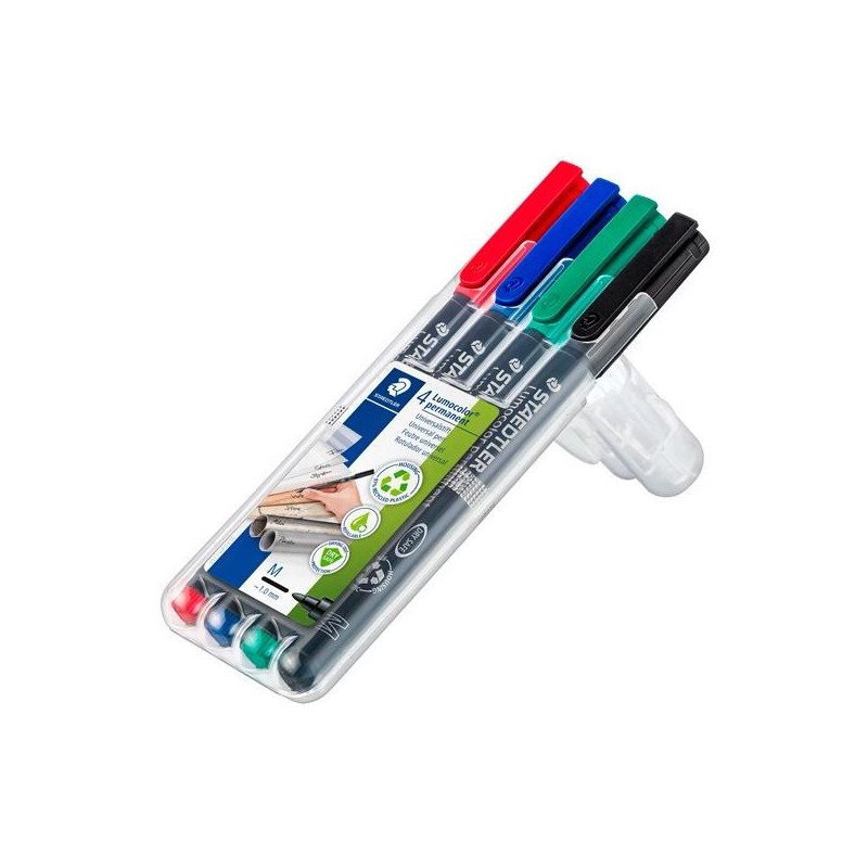 317 WP4 STAEDTLER ROTULADOR PERMANENTE LUMOCOLOR 317 M C/SURTIDOS ESTUCHE 4 UD