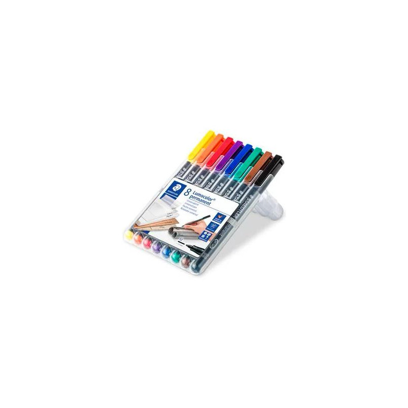 317 WP8 STAEDTLER ROTULADOR PERMANENTE LUMOCOLOR 317 M C/SURTIDOS ESTUCHE 8 UD