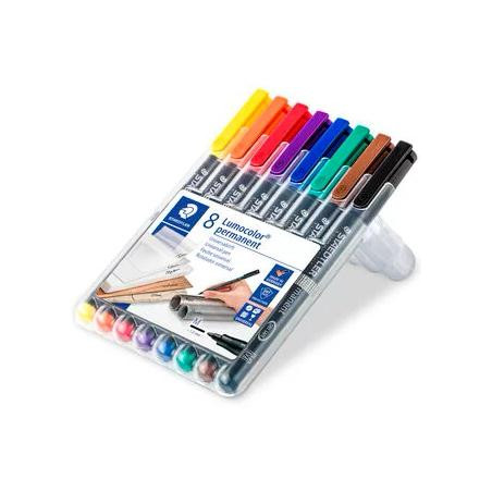 317 WP8 STAEDTLER ROTULADOR PERMANENTE LUMOCOLOR 317 M C/SURTIDOS ESTUCHE 8 UD