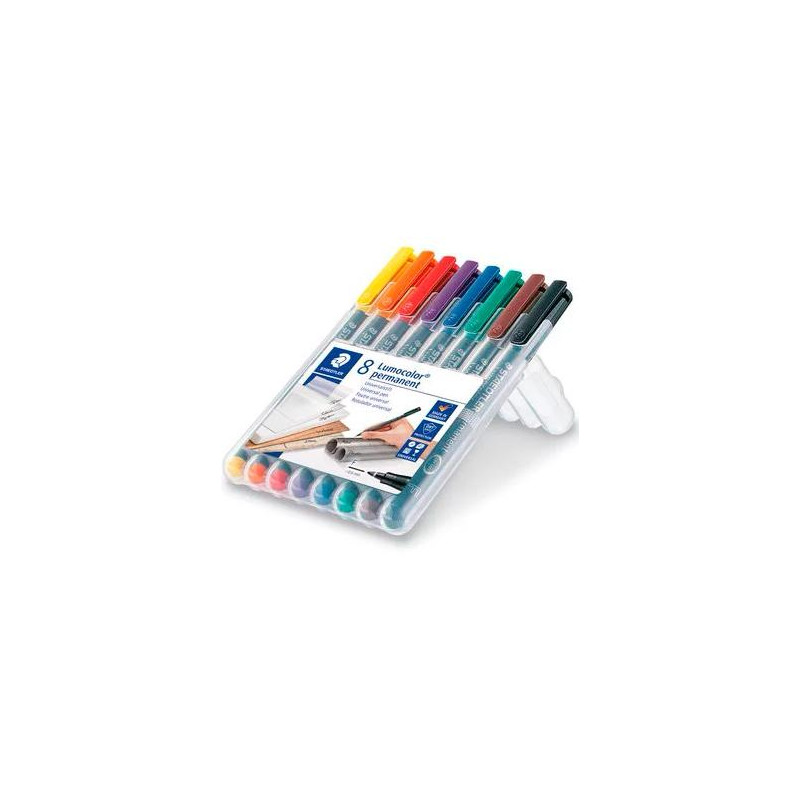 318 WP8 STAEDTLER ROTULADOR PERMANENTE LUMOCOLOR 318 F C/SURTIDOS ESTUCHE 8 UD