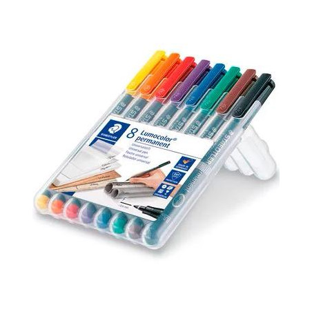 318 WP8 STAEDTLER ROTULADOR PERMANENTE LUMOCOLOR 318 F C/SURTIDOS ESTUCHE 8 UD