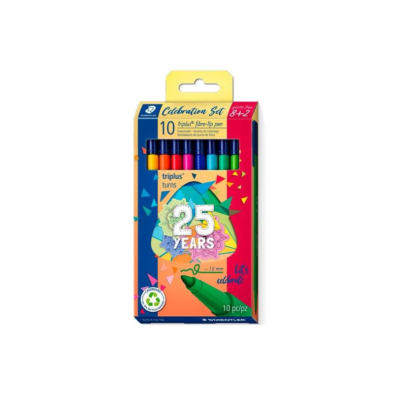 323 C10 TA STAEDTLER ROTULADOR TRIPLUS COLOR 323 EDICIÓN 25 AÑOS ESTUCHE 10 C/SURTIDOS