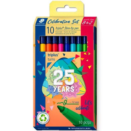 323 C10 TA STAEDTLER ROTULADOR TRIPLUS COLOR 323 EDICIÓN 25 AÑOS ESTUCHE 10 C/SURTIDOS